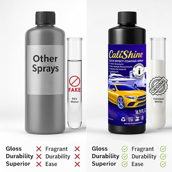 CaliShine Quick Effect Coating Spray - 16.9 fl oz Waterless Ceramic Car Wax Coat - Detail Polish & Cleaner for Cars Boat Body