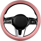 LKWLIKEI Car Steering Wheel Cover, Universal 15 inch, The Latest Microfiber Leather Breathable Technology Fabric, Non-Slip, C