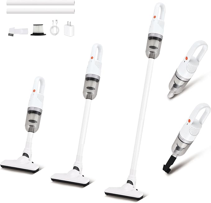 Handheld Vacuum Cleaner,Ultra-Lightweight Mini Portable Vacuums for Home, 6 in 1 Stick Vac Cleaners for Car,Pet Hair(White Co