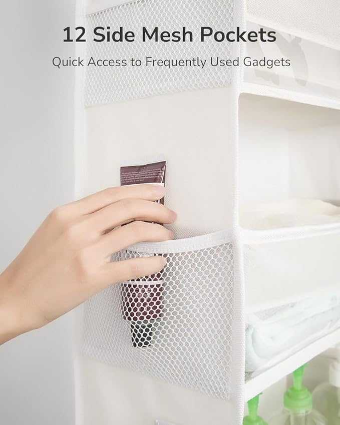 XATUS Over The Door Organizer, 6-Shelf Closet Hanging Storage with 13 Mesh Pockets, 55lbs Capacity Behind The Door Storage fo