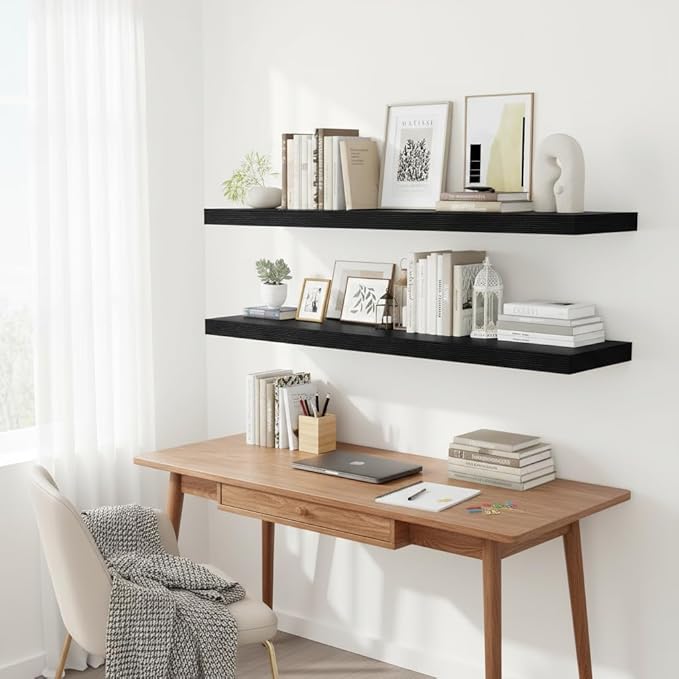 Vivelove 2 inch Thick Floating Shelves for Wall 48 Inches Long, 12" Deep Wall Shelves, for Bedroom, Bathroom, Living Room, Ki