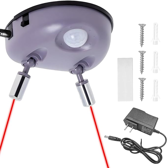 Parking Guide Assist Laser Sensor, 360 Degree Adjustable Car Stop Indicator with AC Adapter, Universal Dual Lasers Guide Motion Activated Parking Sensors for Most Cars