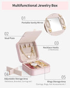 Vlando Travel Jewelry Box for Girls Women, Initial Jewelry Organizer Box Travel Must Haves Jewelry Case for Girls, Necklace E