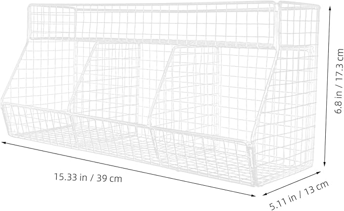 Wall Mount Baskets Wire Baskets for Kitchen Fruit Vegetable Storage Mail Organizer White Compartment