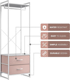Sorbus Premium Cothing Rack with Drawers - Heavy Duty Wardrobe Closet with Metal Frame & Wooden Top - 70Inch Tall Garment Rac