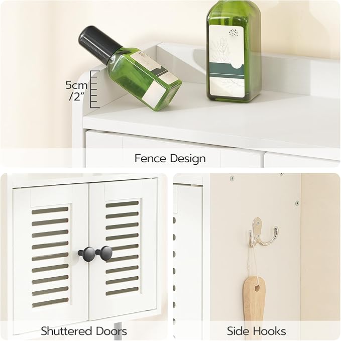 HOOBRO Medicine Cabinet, Double Doors Bathroom Wall Cabinet with Towel Bar, Adjustable Shelf, 2 Hooks, Over The Toilet Storag