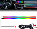 Dream Color Acrylic Interior Car Lights, 2 Pieces 75cm/29.5inch 128 Colorful Car LED Strip Light RGB Fiber Optic Rainbow Ambient Lighting bar, Universal Decoration Dynamic Atmosphere Neon Lights