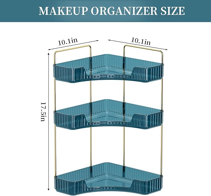 INVSSENE Corner Bathroom Countertop Organizer, Vanity Organizer Trays for Counter, Makeup Organizers, Perfume Tray, Skincare 