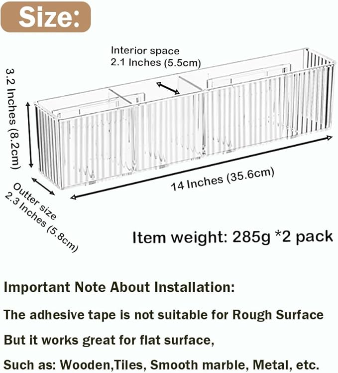 2 Pack Wall Mount Marker Organizer,Art Caddy Floating Makeup Organizer,Clear Floating Shelves Acrylic Wall Storage for Office