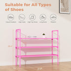 LANTEFUL 3 Tier Shoe Rack for Closet, Shoe Organizer with 5 Hooks, Long Shoe Shelf Storage for Shoe and Boot Stackable Free S