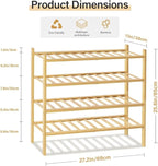 WKWKER 4-Tiers Bamboo Shoe Rack Stackable Free Standing Shoe Racks Portable Shoe Storage Organizer Stackable Shelf for Entryw