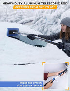 EcoNour 49" Snow Broom with Ice Scraper for Car Windshield & Windows | Scratch Free Snow Brush for Cars, Trucks & SUVs | Long Head Snow Rake Remover Perfect for Home and Car Roof