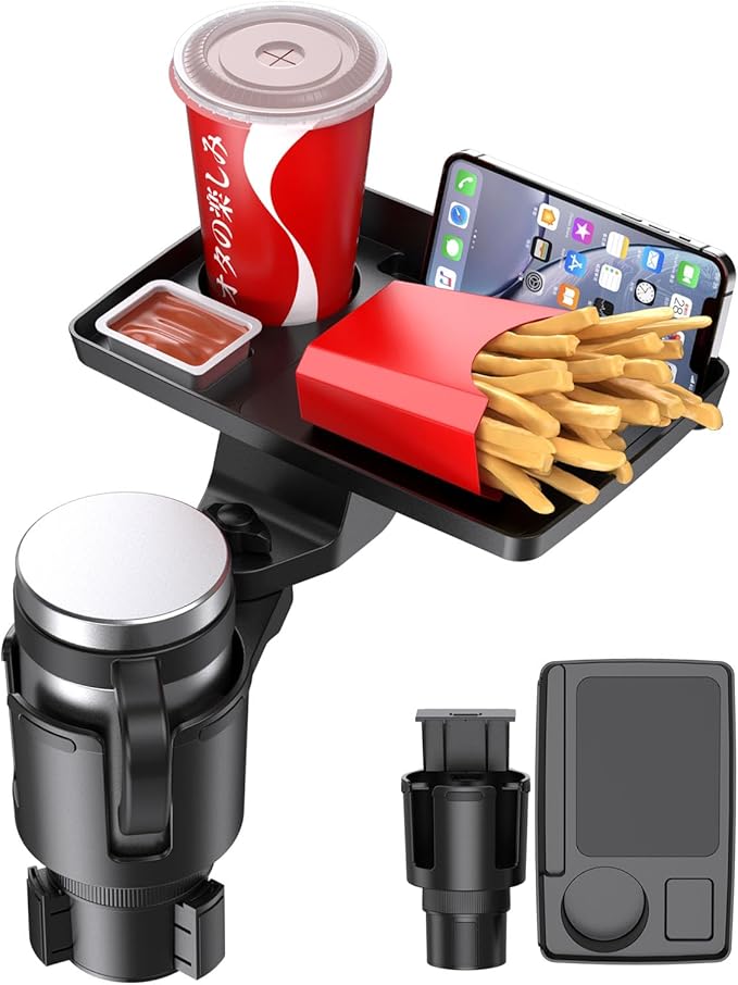 Car Cup Holder Tray, 5 in 1 Adjustable Car Cup Holder Expander Detachable Car Food Tray & Organizer – Automotive Cup Tray Tab