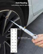 GODESON Tire Pressure Gauge with Hold Reading, 360° Swivel Dual Head Chuck with Pressure Gauge - 20-160 PSI,Big Window,12" Zinc Alloy & Steel Air Gauges for Semi Trucks, RVs, Trailers