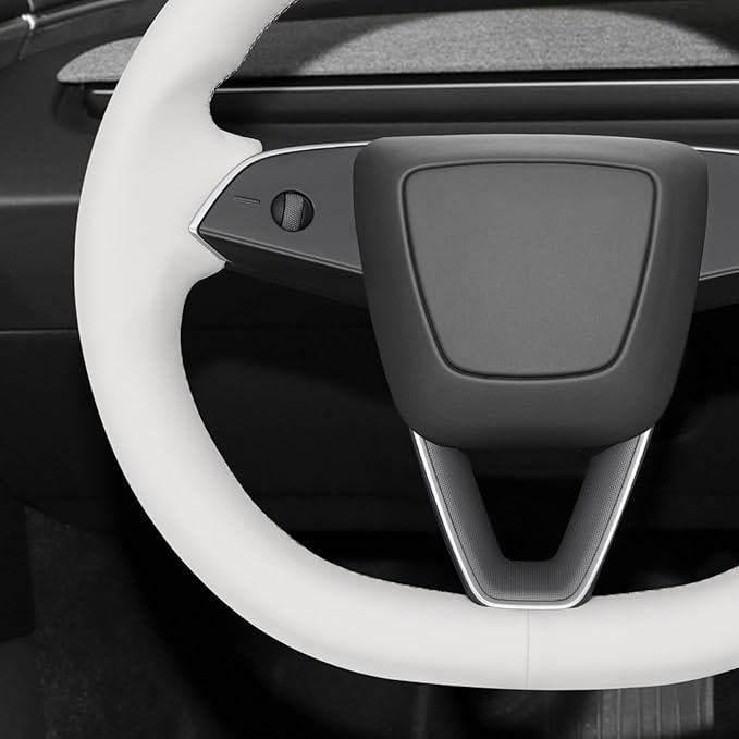 MEWANT DIY Stitching Real Leather Steering Wheel Cover Wrap for Tesla Model 3 Highland 2023-2025/Model Y 2025 Highland for Tesla Model 3/Model Y Accessories(3D Style)