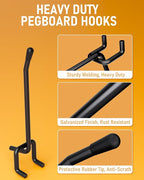 INCLY 60 Pack 4 Inch Black Pegboard Hooks, 1/4" Heavy Duty Peg Board Shelving Hooks Accessories, Peg Board Tool Hangers Only 