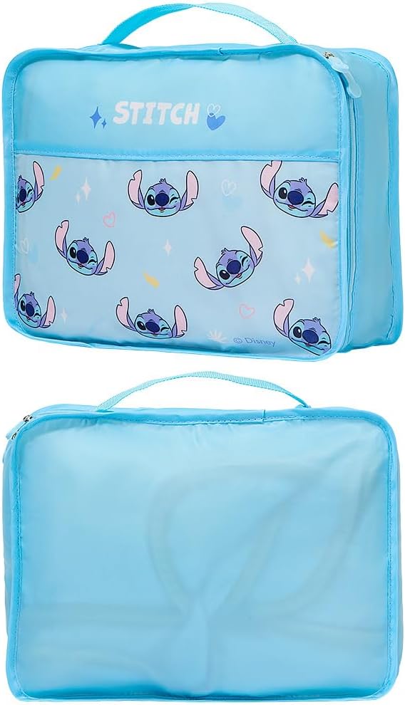 MINISO Disney Stitch Compression Packing Cubes for Travel, 2 Pack Lightweight Suitcase Organizer Bags Set Carry On Luggage, W