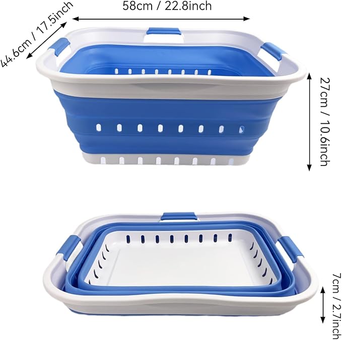 SAMMART 42L (11 gallon) Collapsible Plastic Laundry Basket - Foldable Pop Up Storage Container/Organizer - Space Saving Hampe