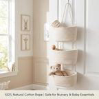 Hanging Wall Basket, Over the Door Hanging Basket with Hooks for Storage, Organizing, Decorative Boho Decor for Nursery, Bedr