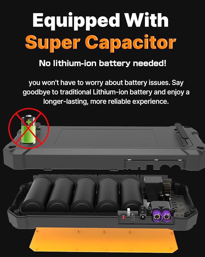 Autowit Super Capacitor Jump Starter, 12V Batteryless Portable Jump Box, Jumper Cables for 8.0 Gas&4.0 Diesel Car, Portable