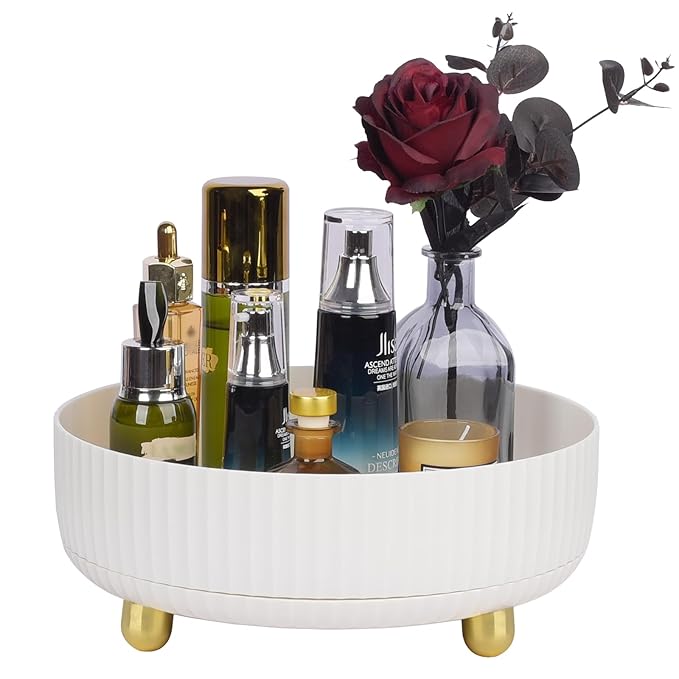 Anyoifax Makeup Perfume Organizer Tray 360 Degree Rotating Lazy Susan Skincare Lotion Organizer Spinning Cosmetics Storage fo