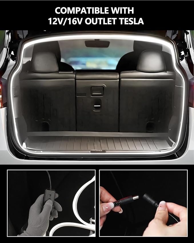 for Tesla Trunk LED Strip Model Y Juniper Accessories 2025-2026 Flexible Silicone Waterproof Interior Lighting Bar Tesla Trunk Ambient Lights White Light