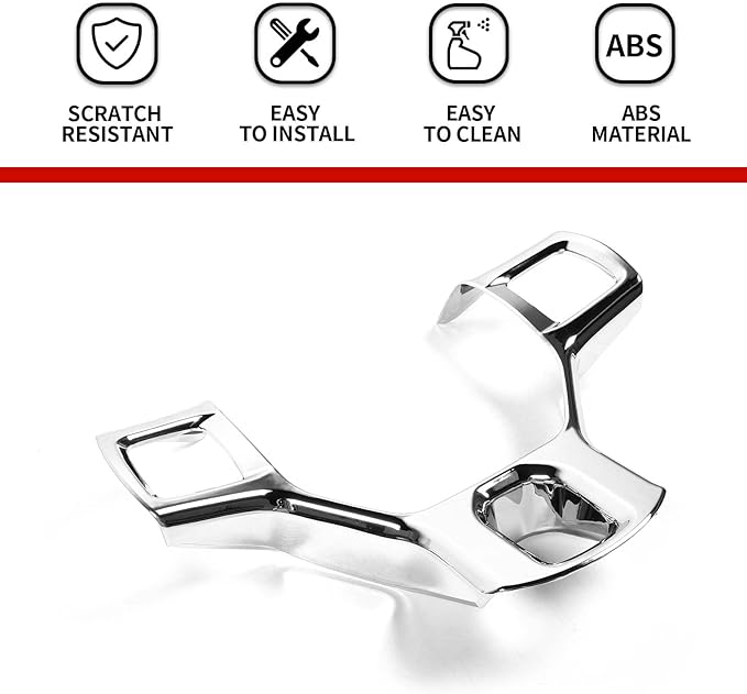 Hoolcar Interior Steering Wheel Cover ABS Trim Compatible with 2010-2017 Dodge RAM Accessories, Chrome