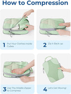 BAGSMART Compression Packing Cubes for Travel, Compressible Luggage Organizer for Cruise Ship, Lightweight Travel Essentials 
