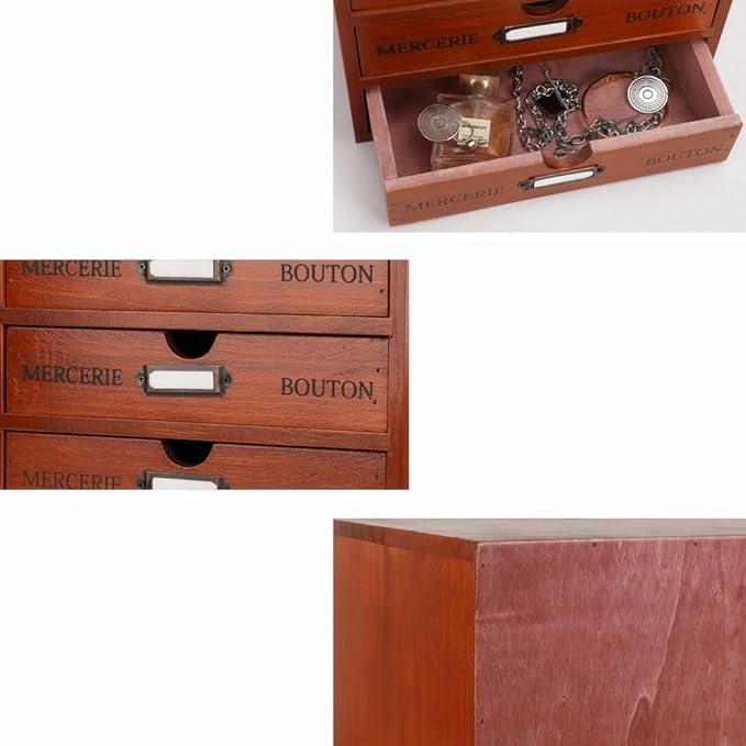 Wooden Storage Box Rustic Desktop Organizer with 2 Drawers Office Desk Accessories Shelf Small Craft Storage Containers Apoth