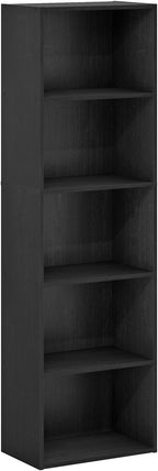 Furinno LUDER Book Shelf, 5-Tier Bookshelf, Bookcase with Open Shelves, 9.4 x 15.8 x 52, Easy Assembly, for Living Room, Bedr