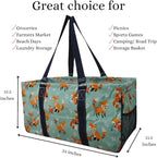 NGIL Extra Large Utility Tote Reusable Grocery Bag Oversized Collapsible for Groceries, Storage, Picnic, Beach (Fox Life-Navy)