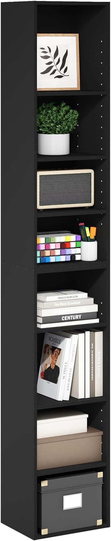 Furinno PASIR Book Shelf, 8-Tier Bookshelf, Bookcase with Open Shelf, 9.3 x 11.8 x 70.9, for Living Room, Bedroom, Home Offic
