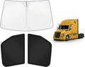 KUST Car Window Shades for Freightliner Cascadia 2018-2025 2026 Windshield Sun Shade Side Window Cover UV Block Privacy Protection Cascadia Accessories Foldable Front Rear Full Set 3PCS