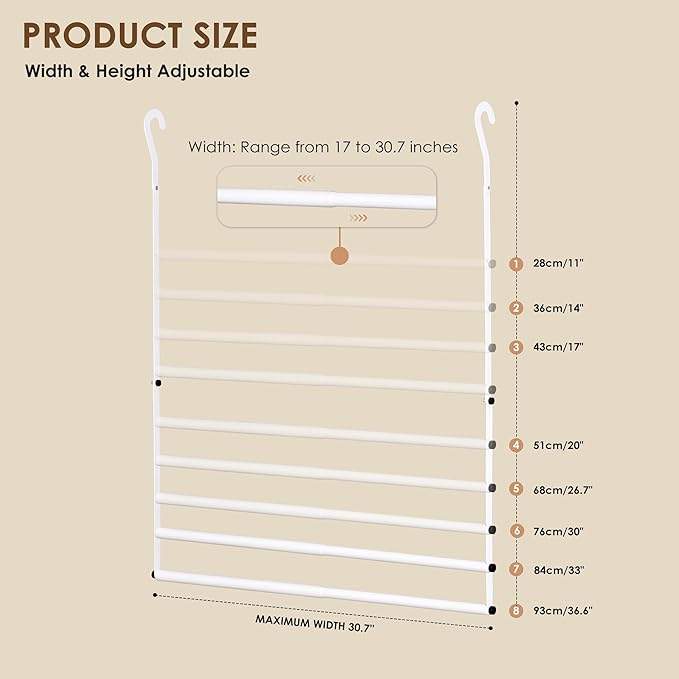 Closet Rod Extenders - White Adjustable Closet Hanging Bar, Width & Height Expandable Clothes Rod, Space-Saving Closet Organi