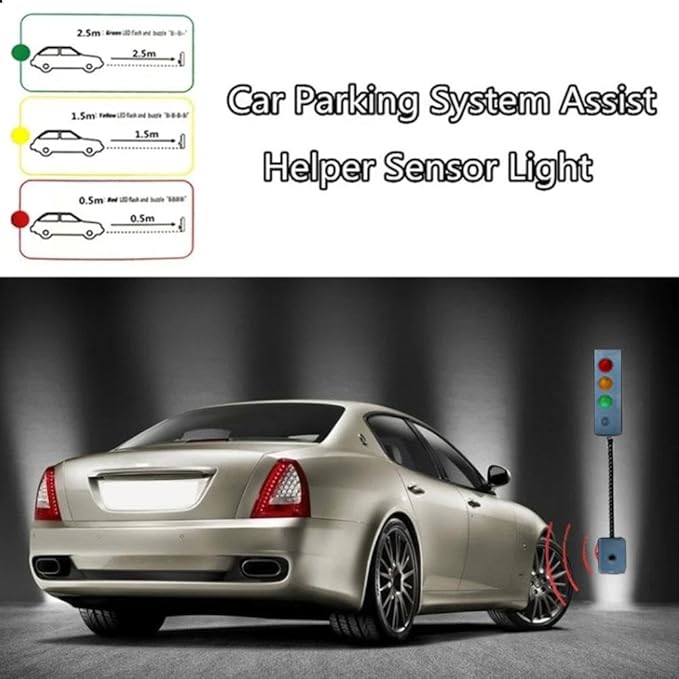 Garage Parking Aid with Led Light, Garage Parking Sensor 3 Color Changing Flashing Distance Indicator, Alarm Signal, Garage Safe Warning Light, Auto Parking System Assist for Car Stop Indicator