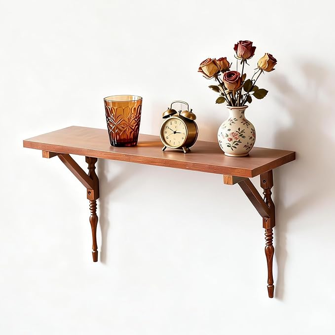 Solid Wood Wall Shelf 3-Tier,Solid Wood Floating Shelves,Vintage Wall Shelf Home Decor. 23.8" Long Floating Shelf for Living 