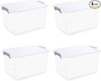 Citylife 44.4 QT Plastic Storage Bins with Latching Lids Stackable Storage Containers for Organizing Large Clear Storage Box 