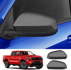 Chrome Carbon Fiber Style Car Side Door Mirror Trim Cover for Toyota Tacoma 2024 2025 2026 and 4Runner 2025 2026 (Rearview None Turn Signal Lamp）Auto Exterior Decorations Accessories Decor Kit
