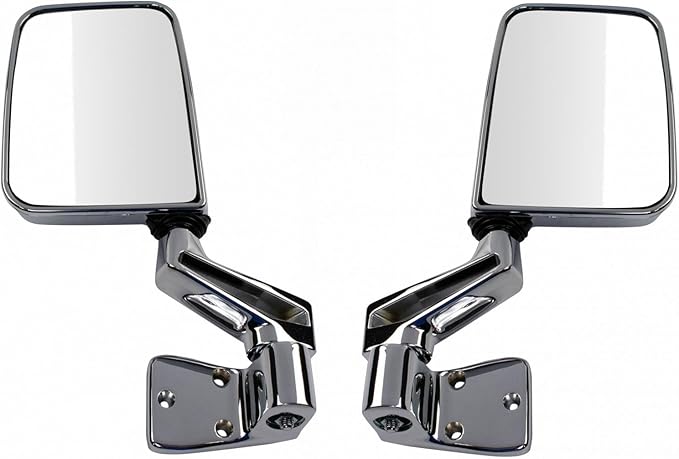 TRQ Driver and Passenger Side Mirror Assembly Set Manual Chrome Smooth Paint to Match Compatible with 1987–95 Jeep Wrangler 1