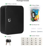 JSSMST Key Lock Box Wall Mount Security Cabinet, 20 Key Hooks & Tags, 7.87 x 6.3 x 2.95 Inches, Black Matt