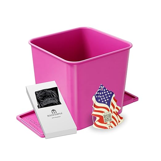 Car Trash Can 2L with Stability Wings & Velcro for Extra Stability – Magic Strip & Clip for Fabric & Rubber Mats – Durable Plastic, Easy Pull Trash Bags Included – Pink