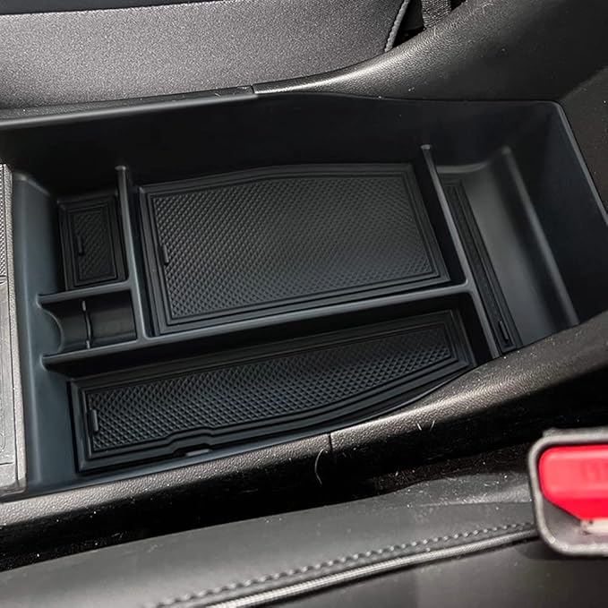 BestEvMod Lower Center Console Organizer Tray Storage Box Interior Accessories with Rubber Black Trim Compatible with Hyundai Ioniq 5 2022 2023 2024 Accessories NOT fit 2025