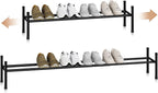 STORAGE MANIAC Long Expandable Shoe Rack, 6 Pairs Metal Wide Stackable Shoe Rack, Adjustable Shoes Shelf, Freestanding Shoes 