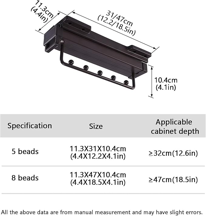 Pull-Out Clothes Rail, Extendable Clothes Hanger, Bearing 35kg, Closet Clothes Rod, Damping Double Slide Rail, Valet Rod (Col