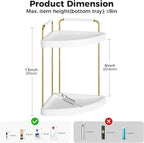 Vtopmart 2-Tier Bathroom Corner Countertop Organizer, Vanity Dresser Counter Tray Shelf for Skincare, Perfume, Makeup, Gold