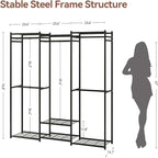 Wardrobe Closet Tall Size, Clothes Rack with Hanging Areas and Storage Shelves, Closet Organizers and Storage, Free Standing 