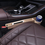 Car Seat Gap Filler, Multifunctional Seat Side Gap Filler with Cup Holder & Organizer, Gap Stopper Universal Fit Car SUV Truck Fill The Gap Between Seat & Console Set of 2 (Beige)