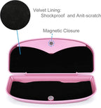 MOSISO Car Visor Sunglasses Case, Universal Automotive ABS Eyeglasses Holder Protective Box Clip Eyewear Hard Shell Storage Organizer with Magnetic Closure and Double Card Clamp, Pink