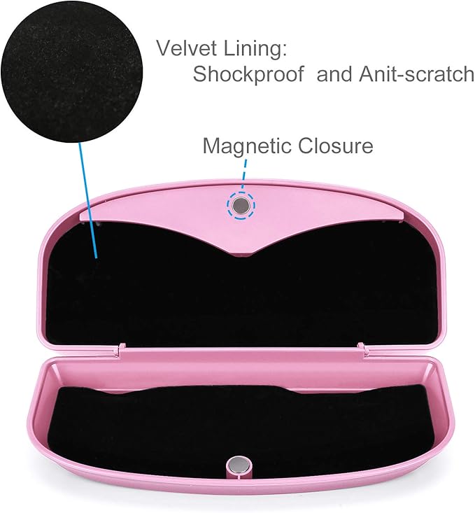 MOSISO Car Visor Sunglasses Case, Universal Automotive ABS Eyeglasses Holder Protective Box Clip Eyewear Hard Shell Storage Organizer with Magnetic Closure and Double Card Clamp, Pink