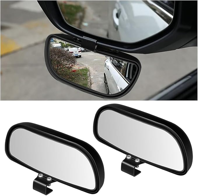 Mandark 2PCS Car Blind Spot Mirror, Rectangle HD Glass Convex Vehicle Rearview Mirror, Wide Angle Adjustible Auto Exterior Blindspot Side View Mirror, Universal for SUV, Sedan, Truck (Black)